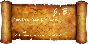 Janiga Benjámin névjegykártya